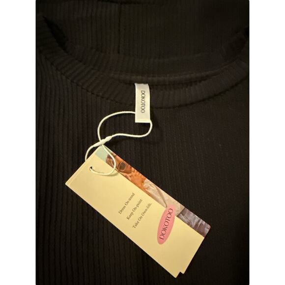 Dokotoo Women's Short Sleeve Crewneck Ribbed Knit Pullover T-Shirt Size XL Black - Picture 7 of 8